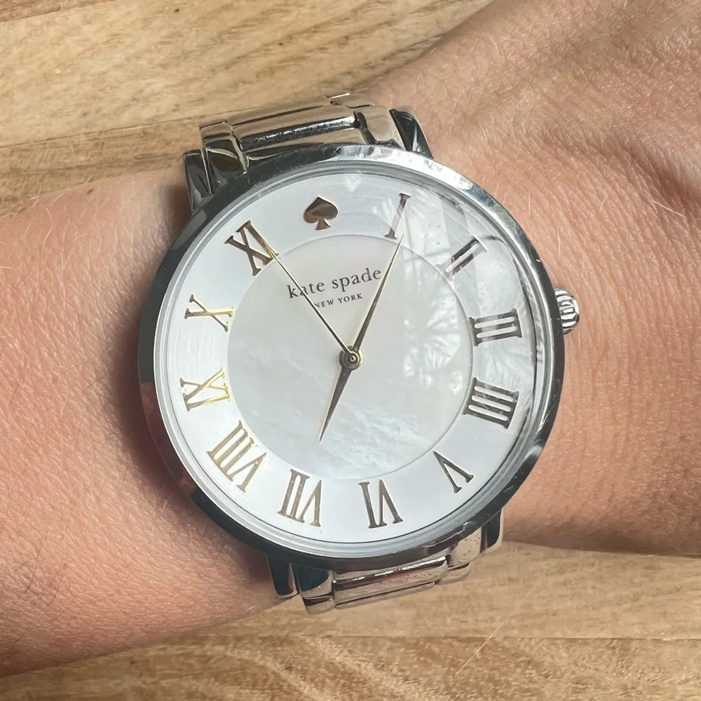 Kate Spade ladies watch New York Gramercy Stainless Steel Watch NEW BATTERY